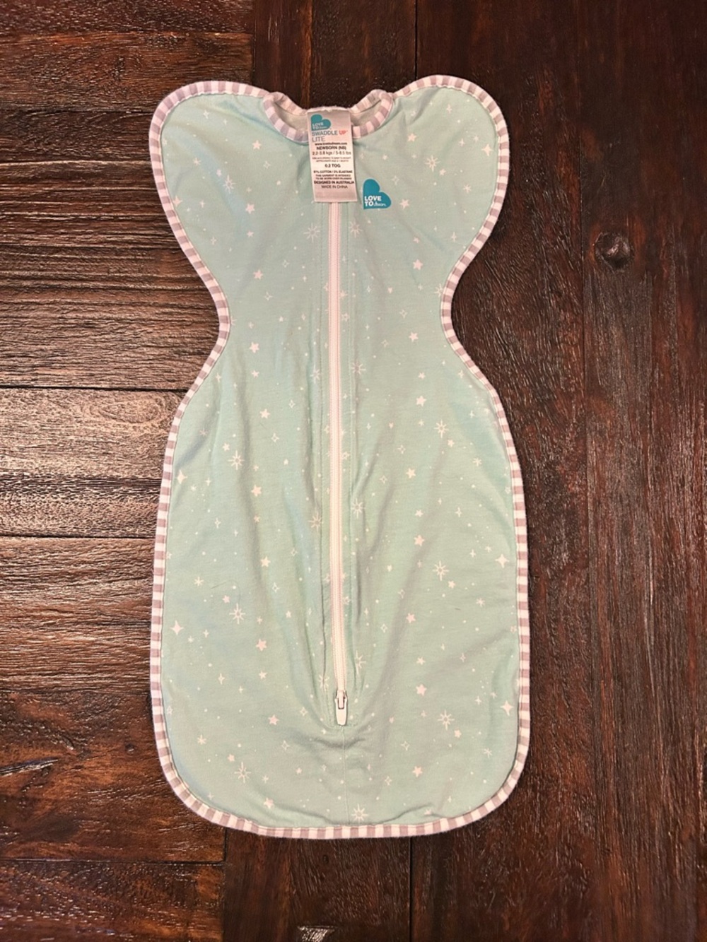 Love to Dream Swaddle Up Sleep Sacks Mint Stars and Pastel Rainbow Print Set- NB - Picture 2 of 13